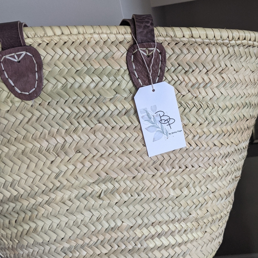 Straw Bag French Market Style Basket Beach Tote - Picture 5 of 5